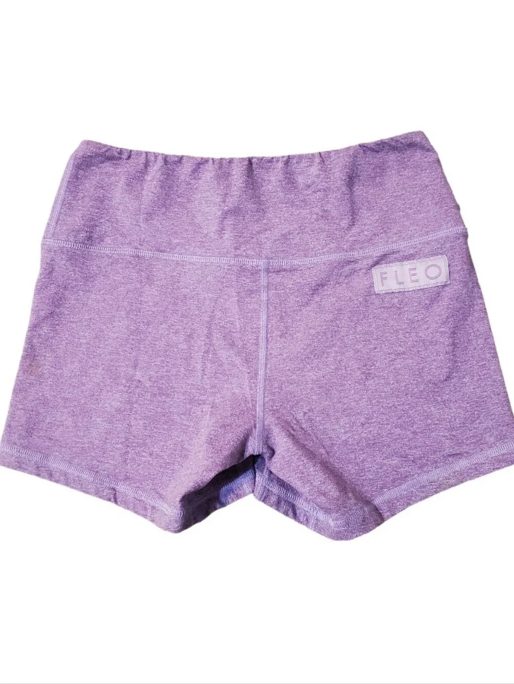 Fleo Heathered Purple Power High Rise Barbella Exclusive Shorts Medium
